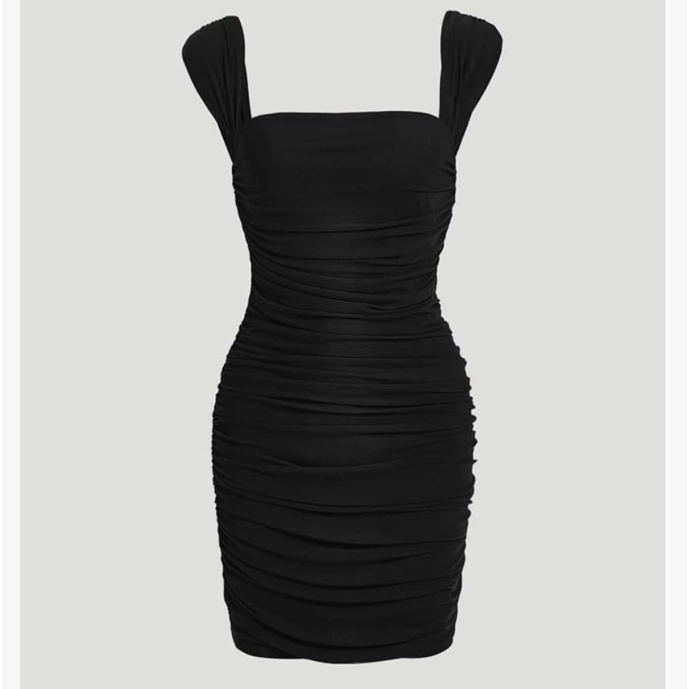 NWT Verdusa Women's Elegant Sleeveless Square Neck Ruched Bodycon Short Dress